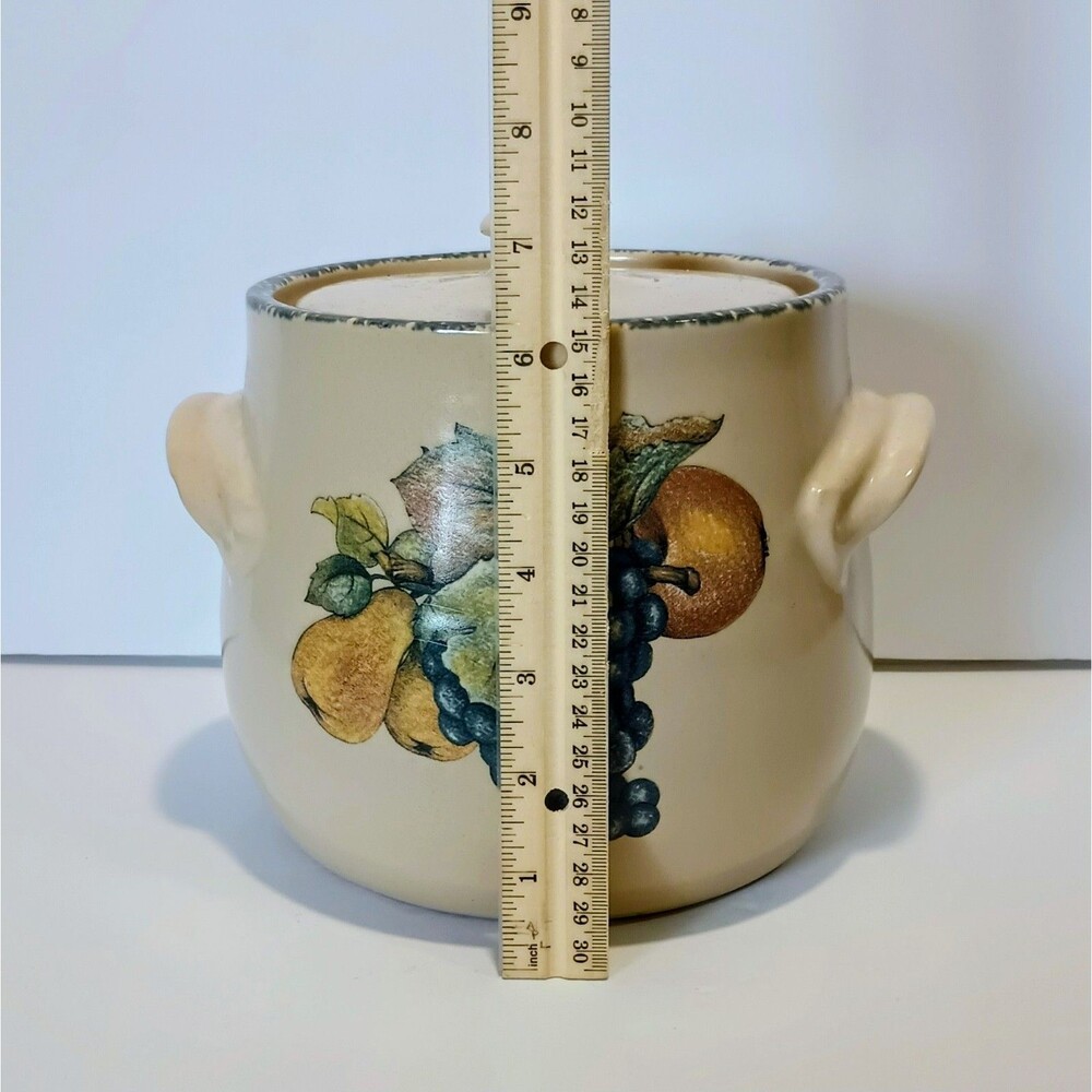 Home & Garden Party Lg. Bean Pot Cookie Jar w/Lid 2002 Vintage Stoneware - Picture 2 of 7